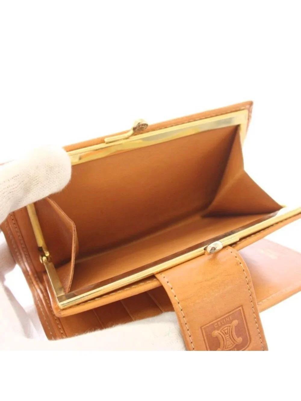 Celine Macadam Kiss Lock Bifold Wallet Brown TK 49